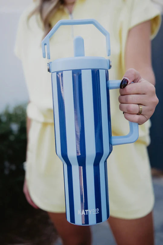 Blue Striped 38oz Tumbler