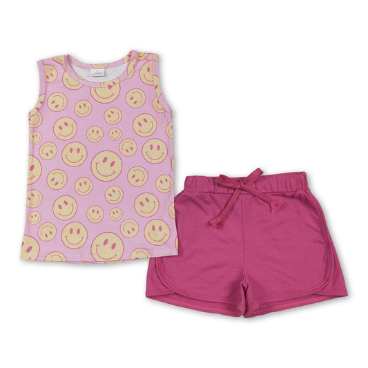 Pink Smiley Short Set