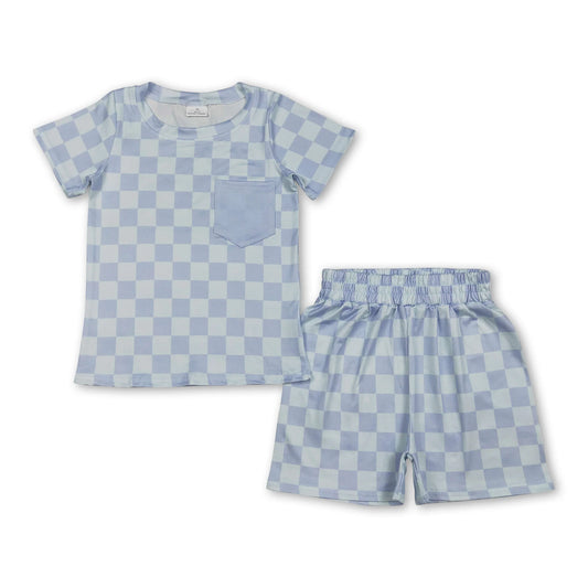 Blue Checks Short Set