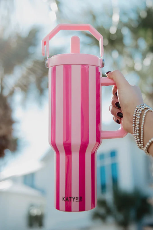 Pink Striped 38oz Tumbler