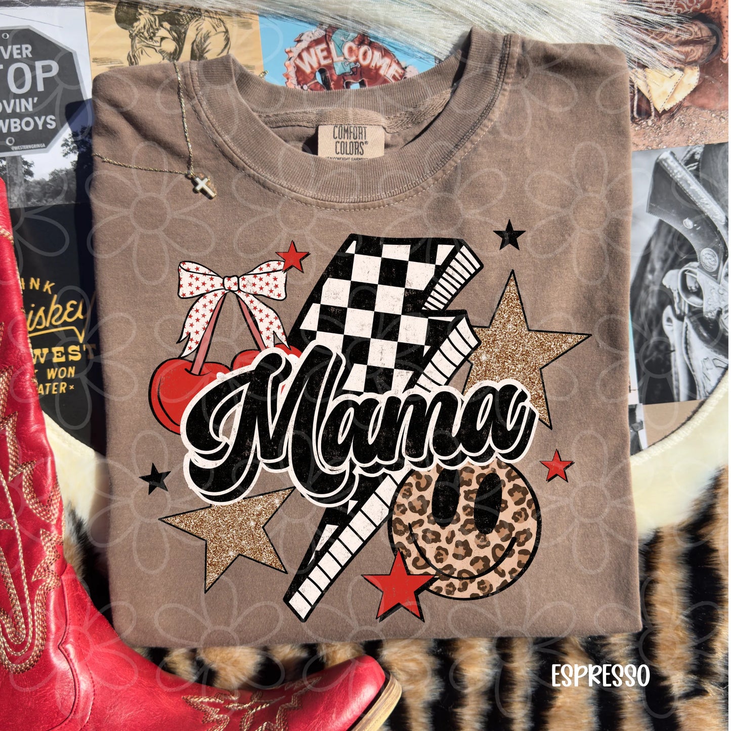 Checkered Mama Tee