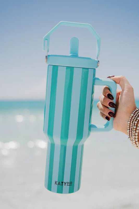 Aqua Striped 38oz Tumbler